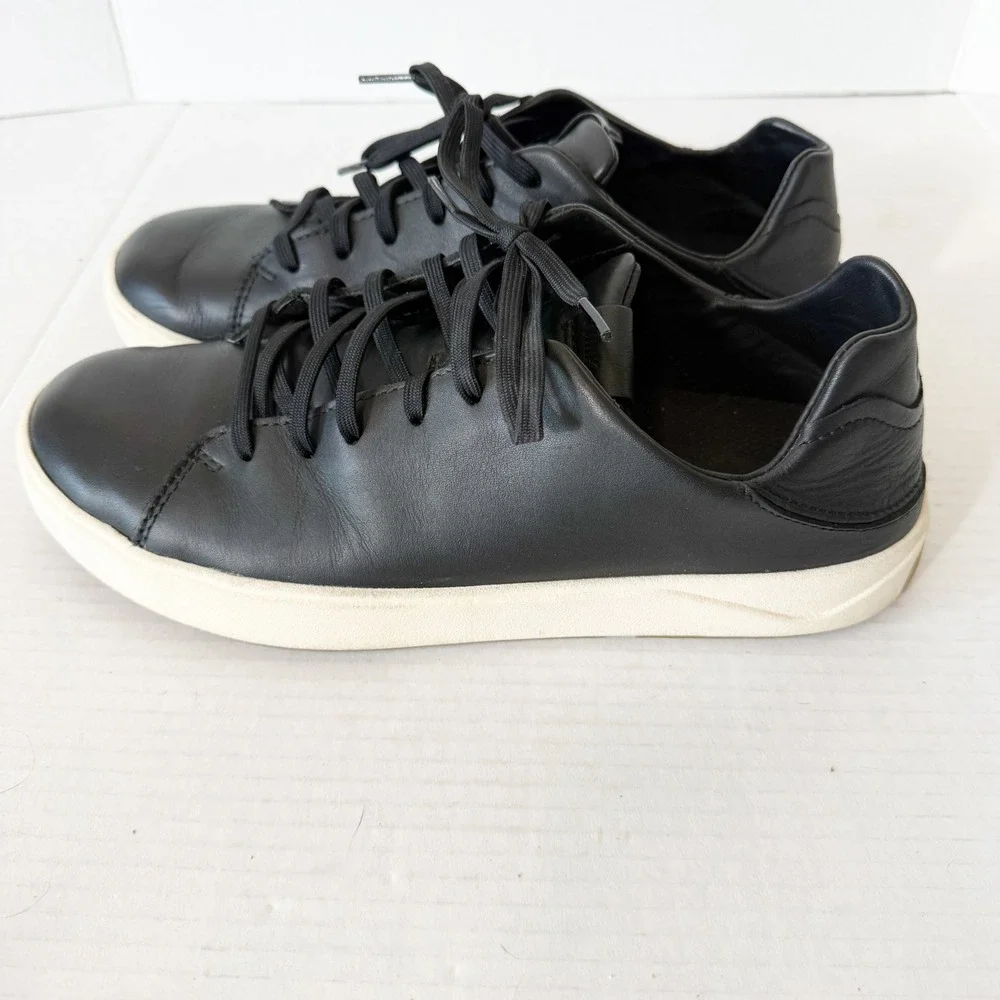 OluKai Men's Lae'ahi Lī 'Ili Waterproof Leather Onyx Black Sneaker Size 9.5